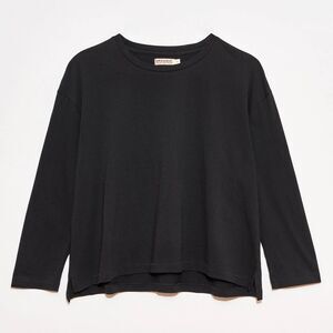 Organic John Patrick Wide Cropped T-Shirt in Black Sz XS